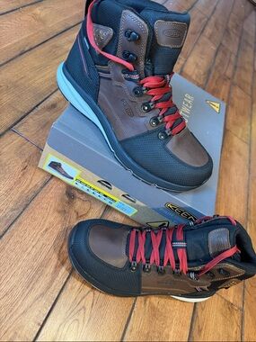 Keen Brown and Black Hiking Boots with Red Laces